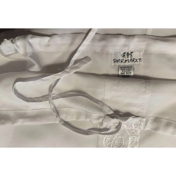 SHERMARKE Drawstring Waist Embroidered Trim Skirt, White Sz: OS, 82-33 - Picture 7 of 10